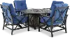 Denison Blue 5 Piece Patio Club Chair and Fire Pit Set