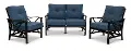 Denison 3 Piece Blue Patio Seating Set