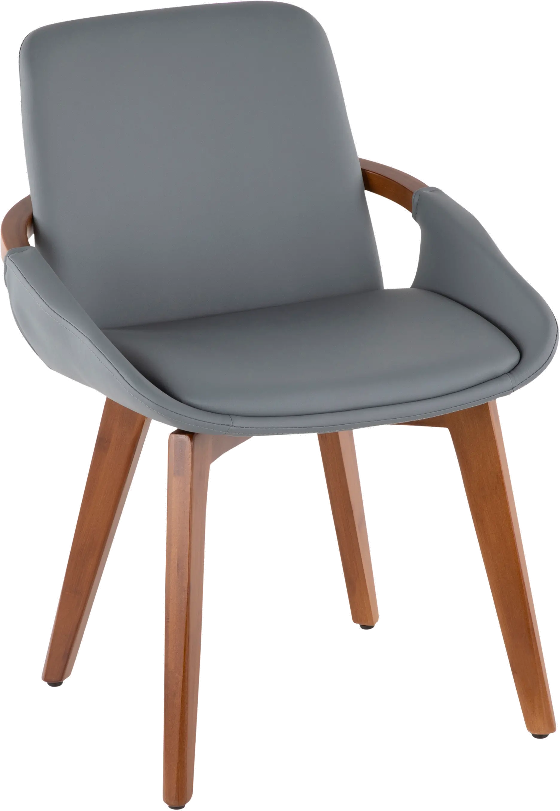CH-COSMO WL+GY Cosmo Gray Faux Leather Dining Arm Chair-1