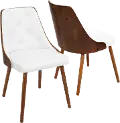 CH-JY-GNN WL+W Mid Century White and Brown Faux Leather Dining Room Chair - Gianna