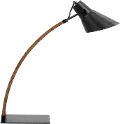 LS-NOAH-WL-BK/LAMP Mid Century Modern Walnut and Black Table Lamp