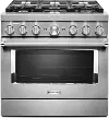 KFDC506JSS KitchenAid Commercial Style Dual Fuel Smart Range - 36 Inch, 5.1 cu. ft., Stainless Steel