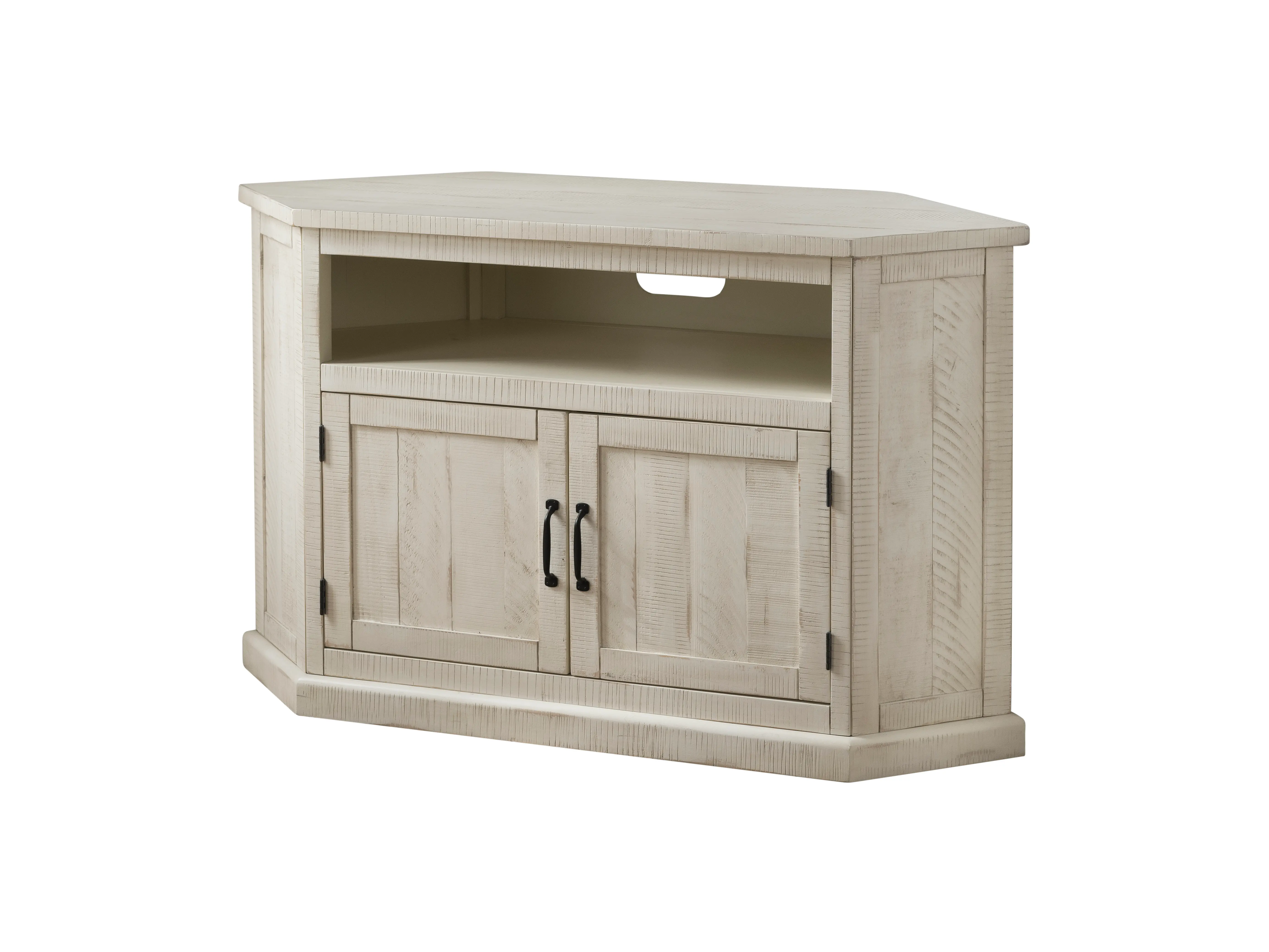 Antique White Country Corner TV Stand-2