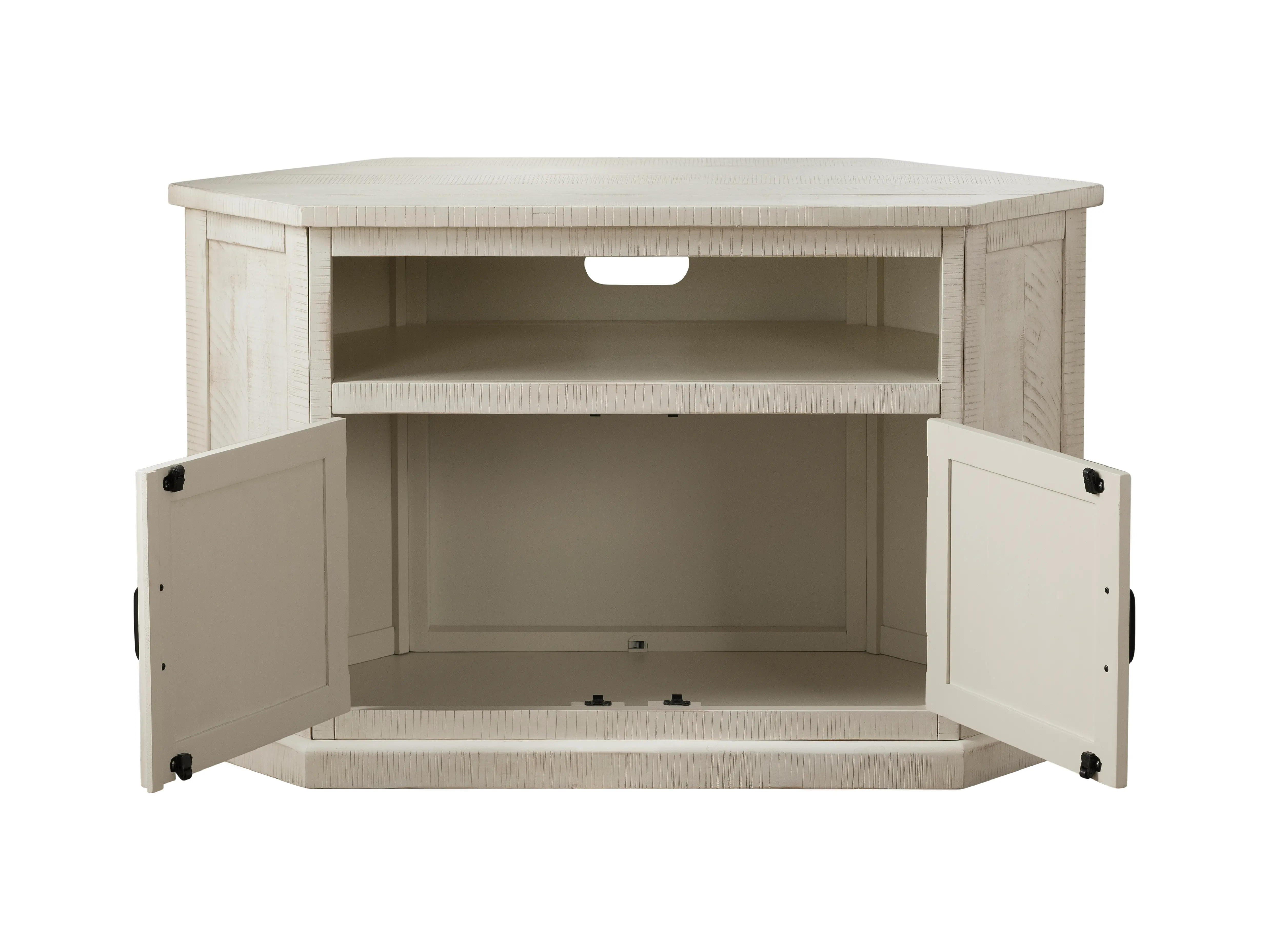 Antique White Country Corner TV Stand-3