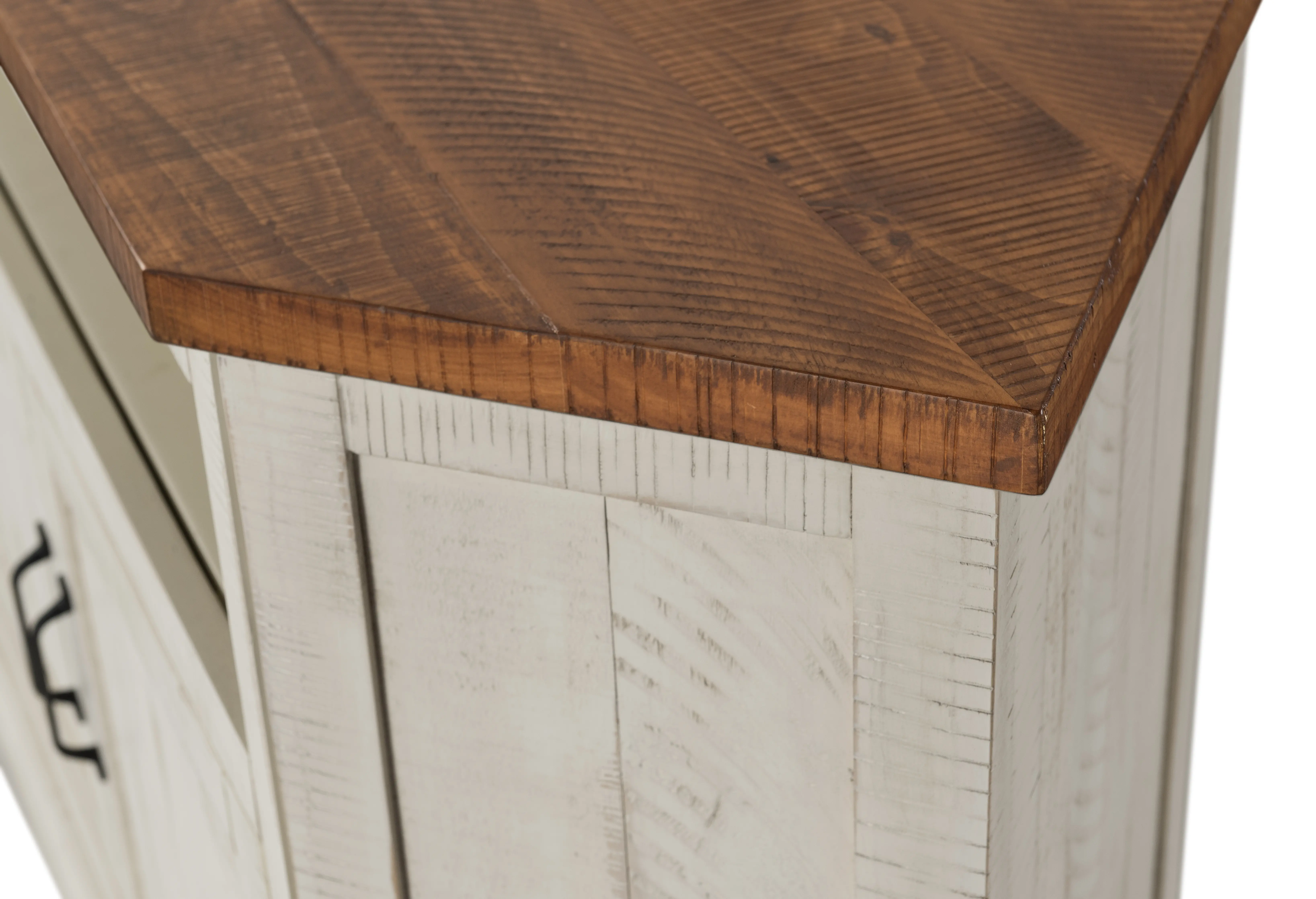 Antique White and Pine Corner TV Stand-2