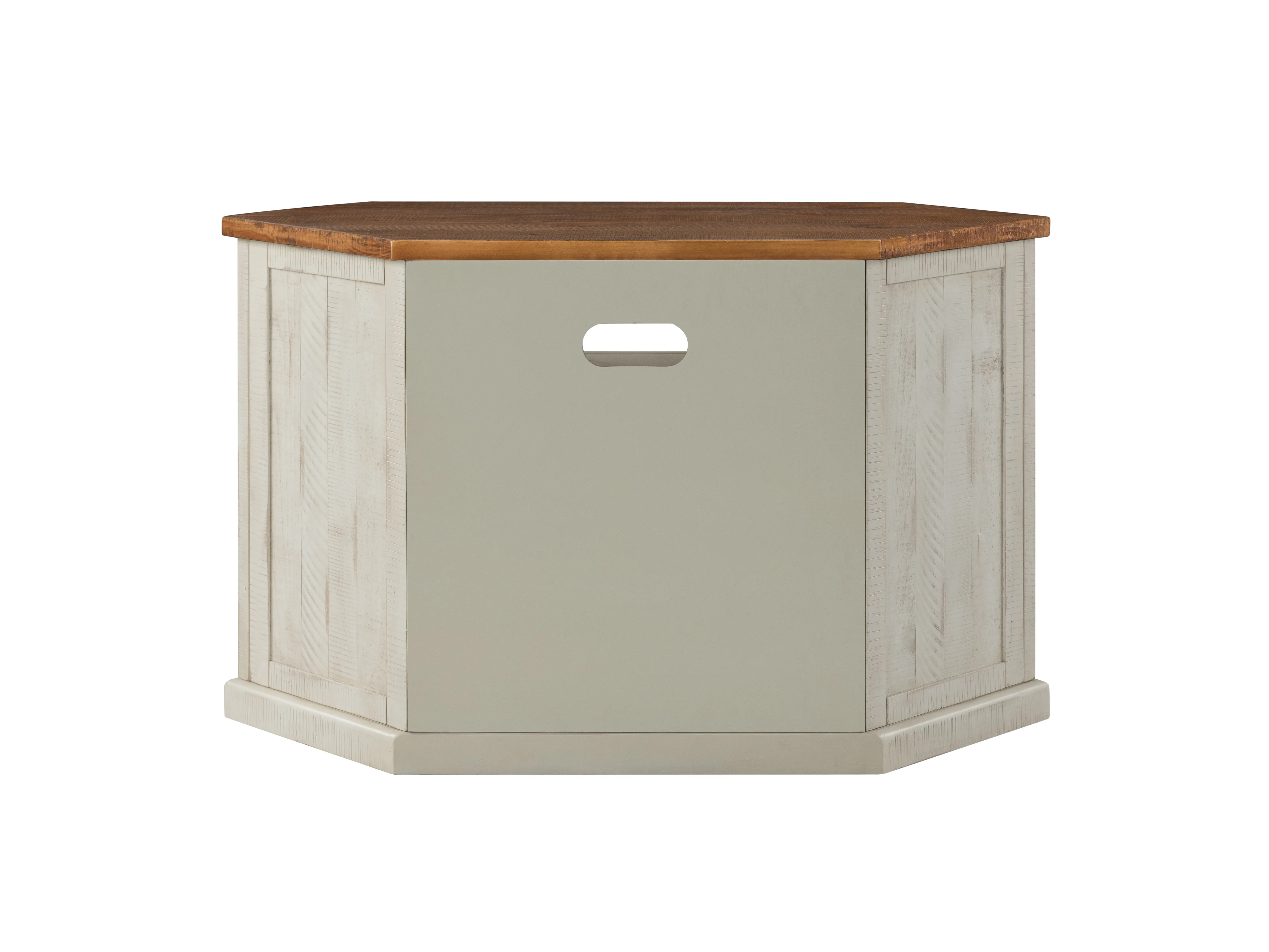 Antique White and Pine Corner TV Stand-4