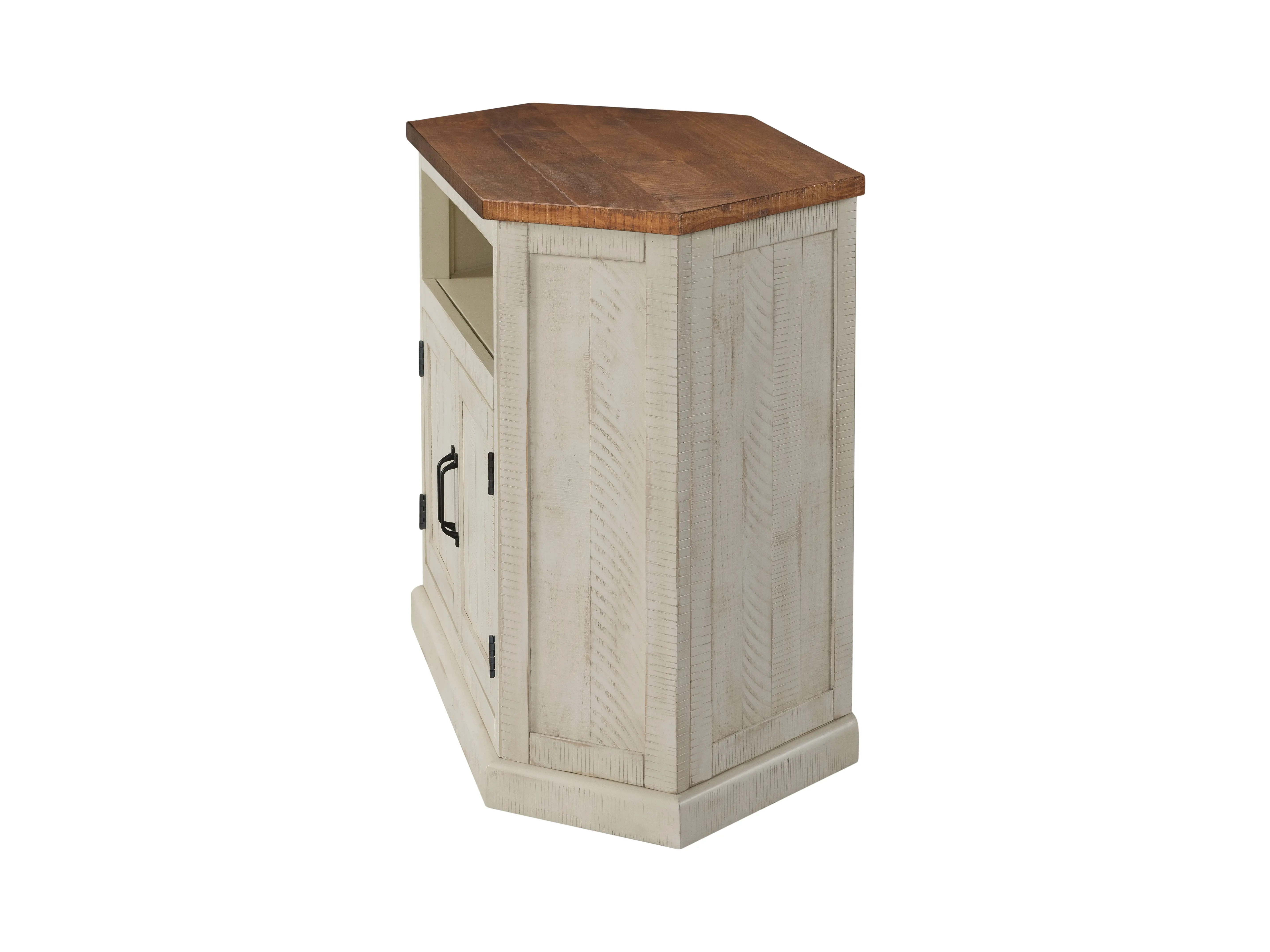 Antique White and Pine Corner TV Stand-5