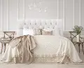 542QVLVWHT Julia Velvet White Tufted Queen Upholstered Headboard - Skyline Furniture
