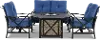Denison 4 Piece Blue Patio Fire Pit Set