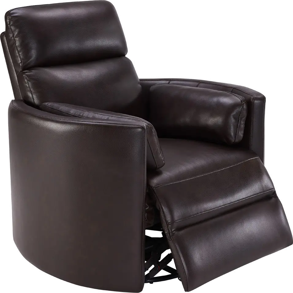 McCartney Brown Leather-Match Power Glider Swivel Recliner-1