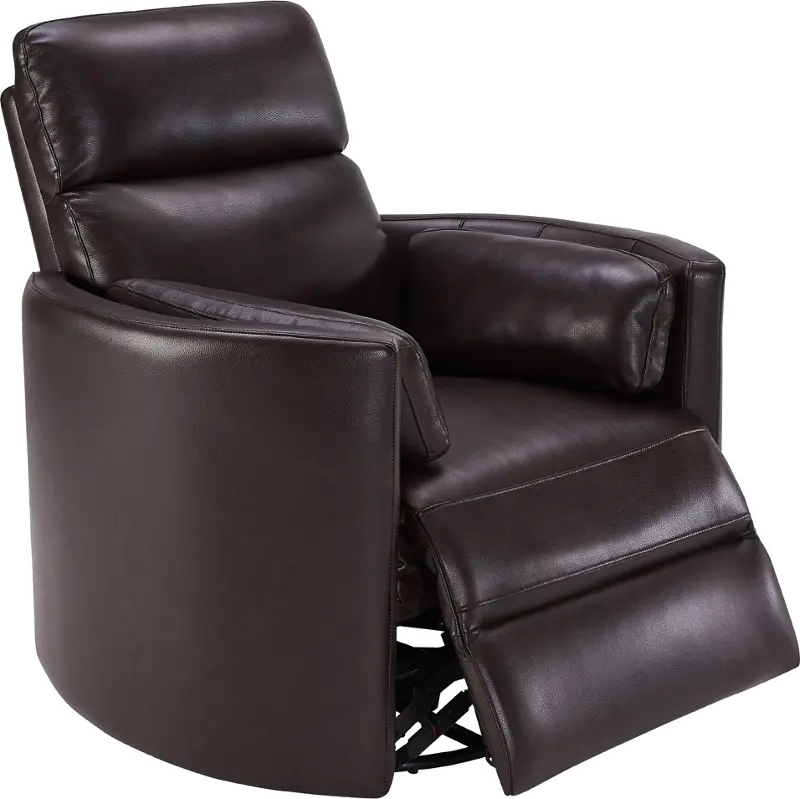 McCartney Brown Leather-Match Power Glider Swivel Recliner