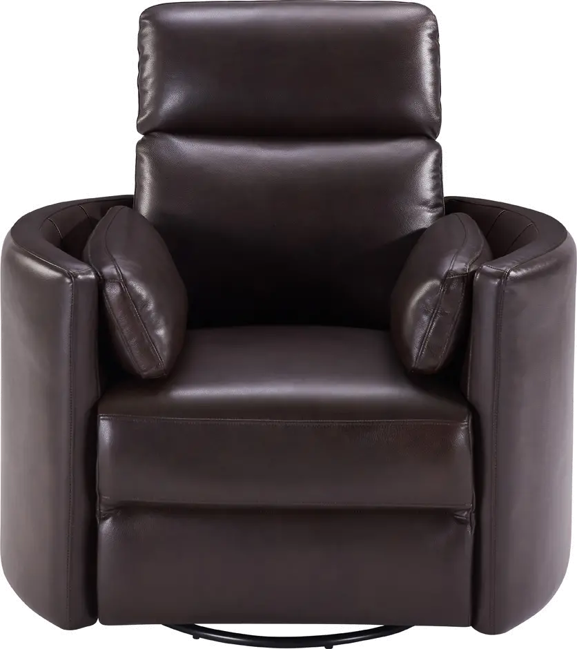 McCartney Brown Leather-Match Power Glider Swivel Recliner-4
