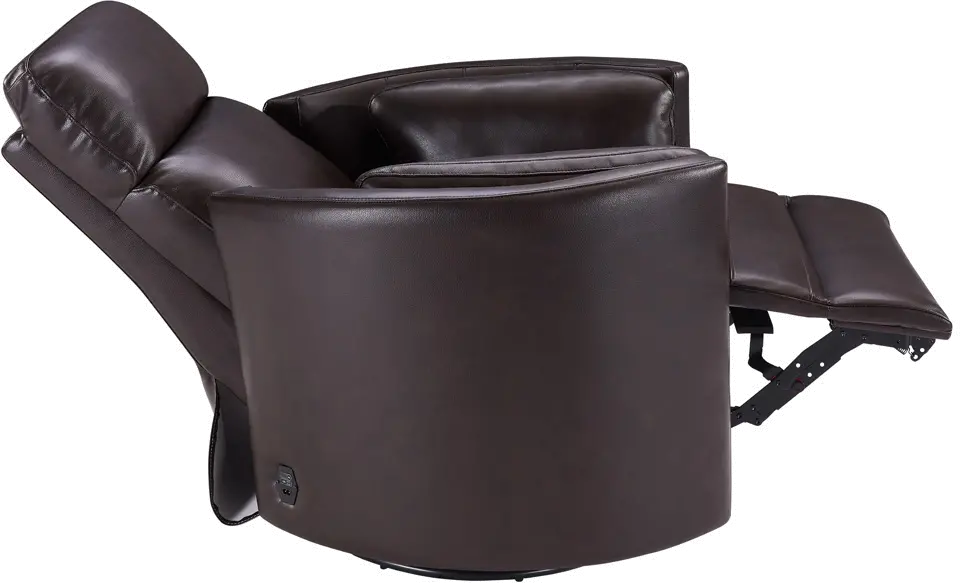 McCartney Brown Leather-Match Power Glider Swivel Recliner-5