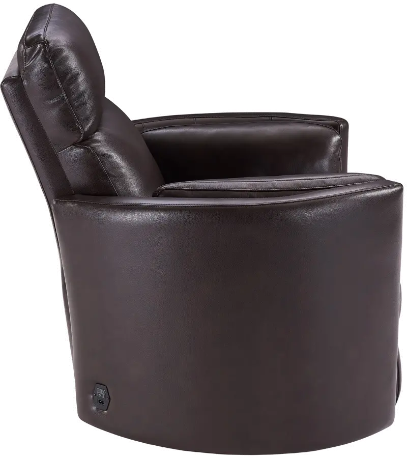 McCartney Brown Leather-Match Power Glider Swivel Recliner-6