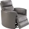 McCartney Gray Leather-Match Swivel Glider Power Recliner