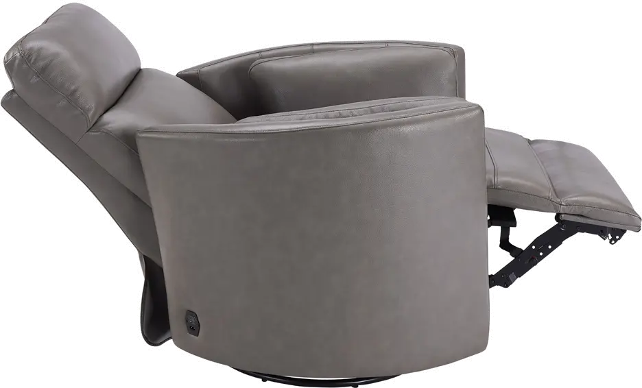 McCartney Gray Leather-Match Swivel Glider Power Recliner-3