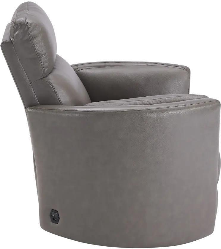 McCartney Gray Leather-Match Swivel Glider Power Recliner-4