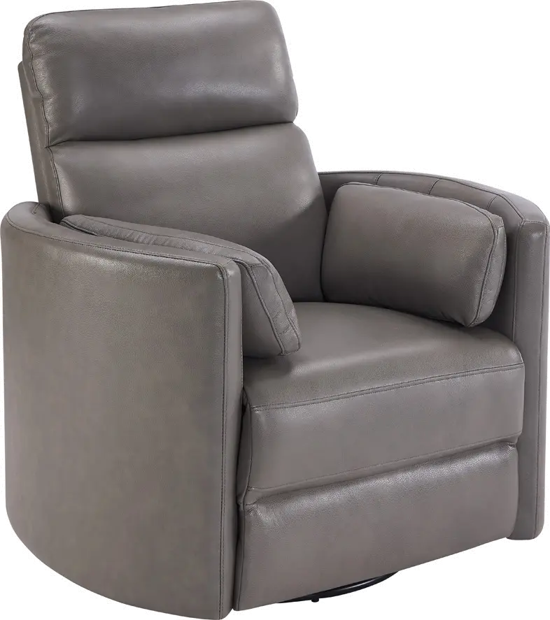 McCartney Gray Leather-Match Swivel Glider Power Recliner-5