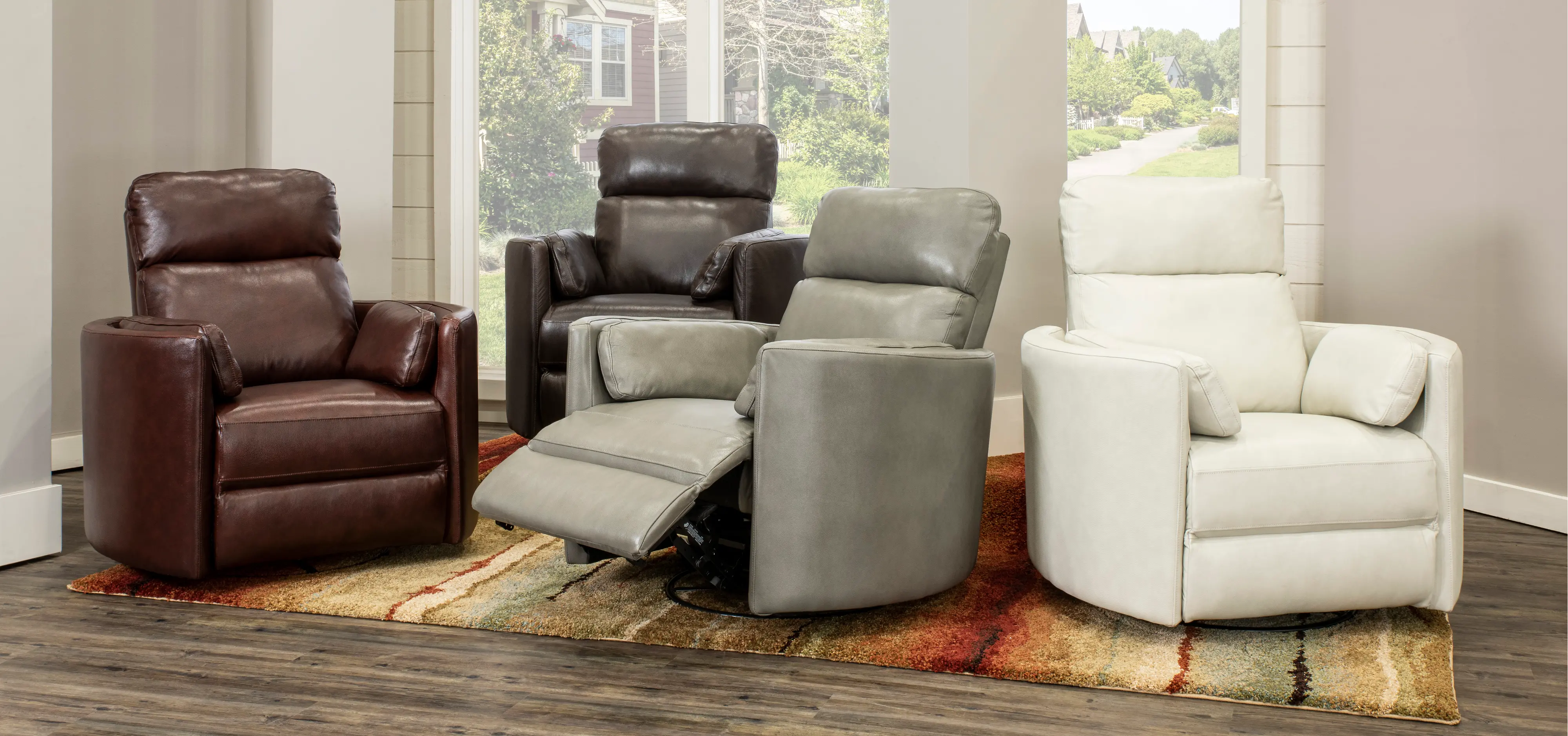 McCartney Gray Leather-Match Swivel Glider Power Recliner-6