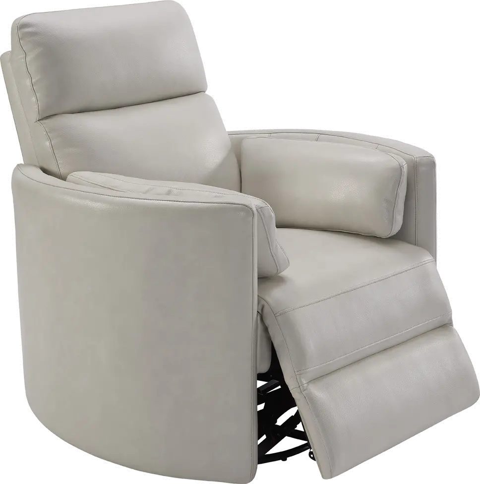 McCartney Ivory Leather-Match Swivel Glider Power Recliner-1