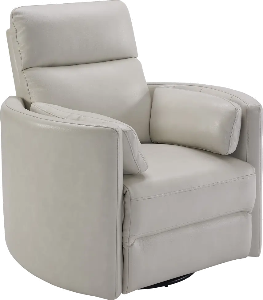 McCartney Ivory Leather-Match Swivel Glider Power Recliner-3