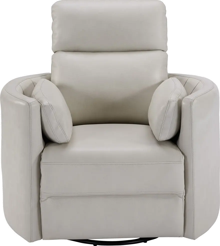 McCartney Ivory Leather-Match Swivel Glider Power Recliner-4