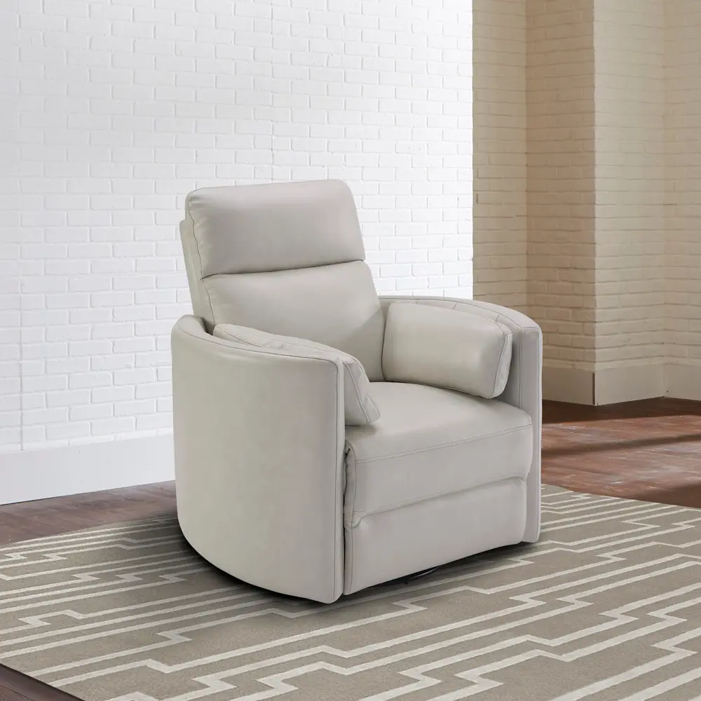 McCartney Ivory Leather-Match Swivel Glider Power Recliner-2