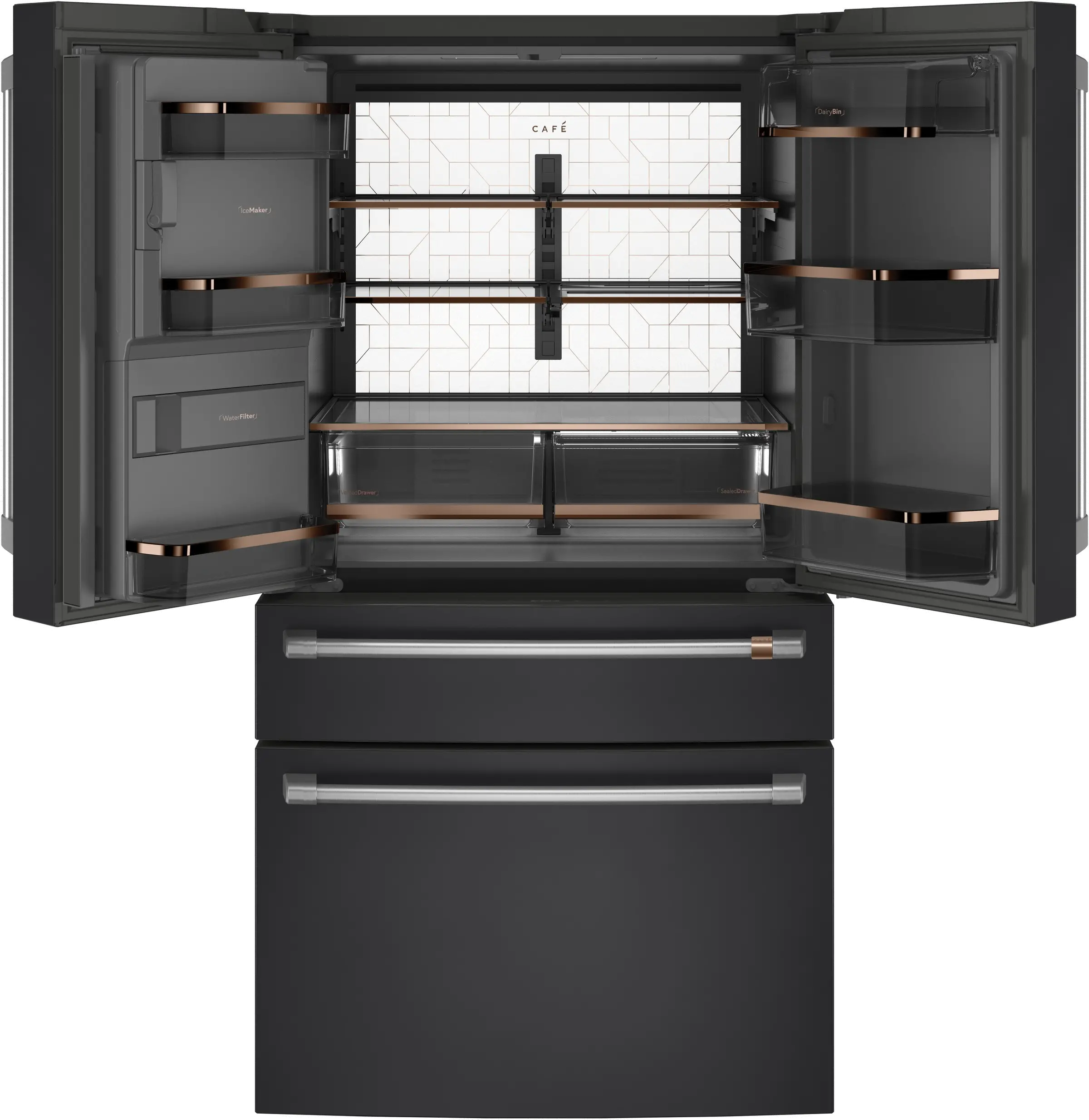 CVE28DP3ND1 Cafe 27.8 cu ft 4 Door Refrigerator - Matte Black-3