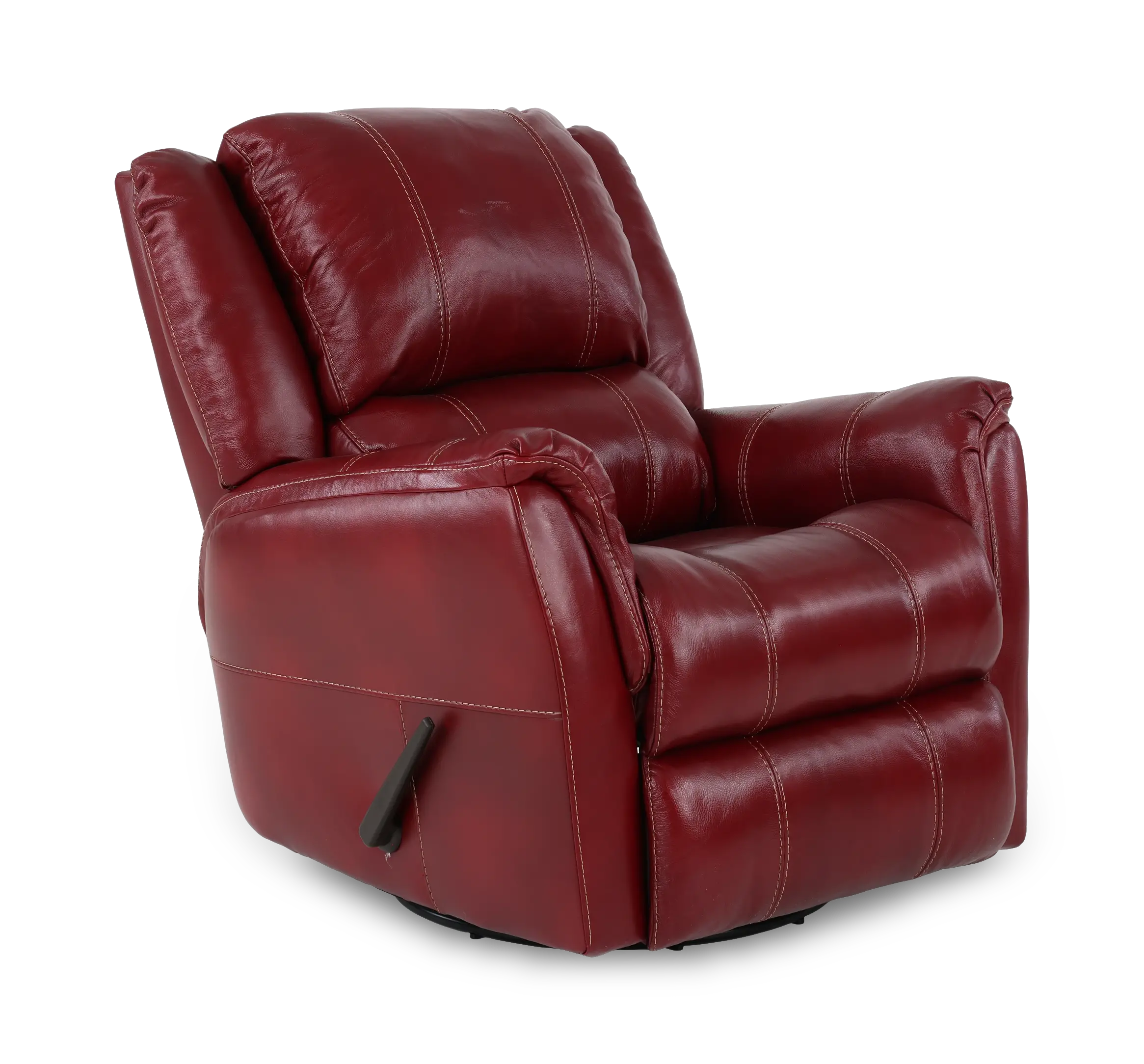 Nadi Red Leather-Match Swivel Glider Recliner-1