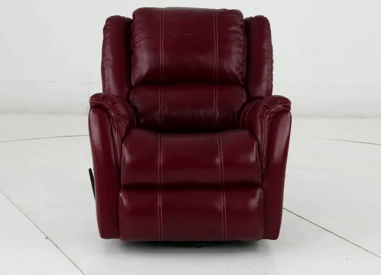 Nadi Red Leather-Match Swivel Glider Recliner-10