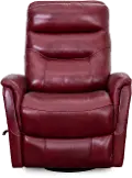 Burgundy Leather-Match Swivel Glider Recliner