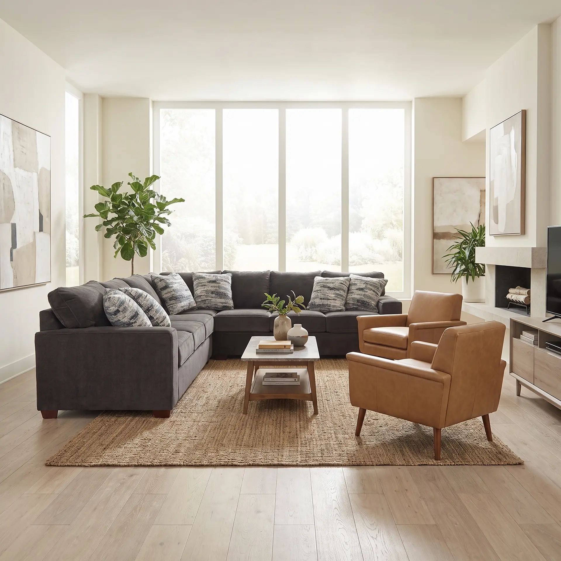 4PC/AUTUMN/STRG/OP12 Autumn Dark Gray 4-Piece Sectional with Right-Facing Loveseat-2