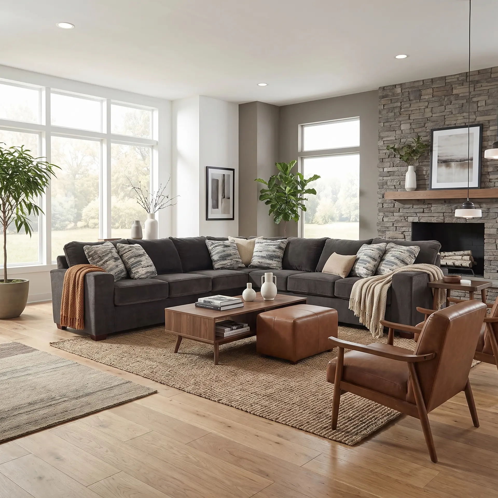 4PC/AUTUMN/STRG/OP13 Autumn Dark Gray 4-Piece Sectional with Left-Facing Loveseat-2