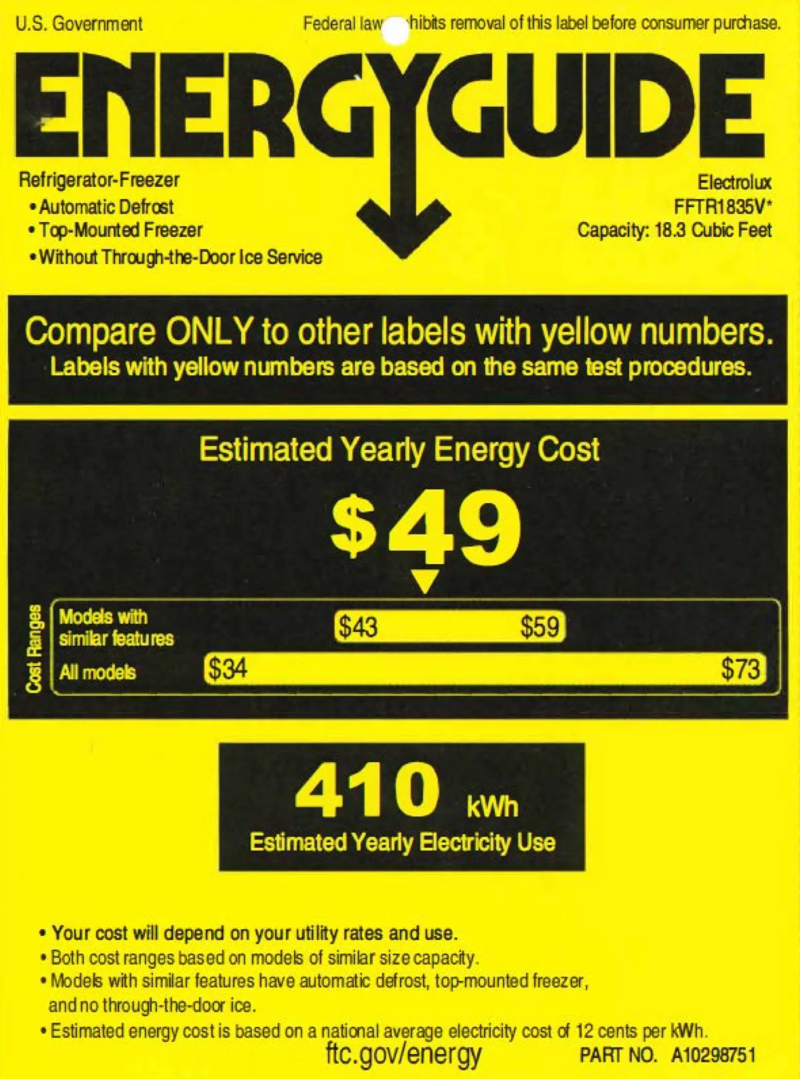 FFTR1835VB Frigidaire 18.3 cu ft Top Freezer Refrigerator - 30 W Black-8