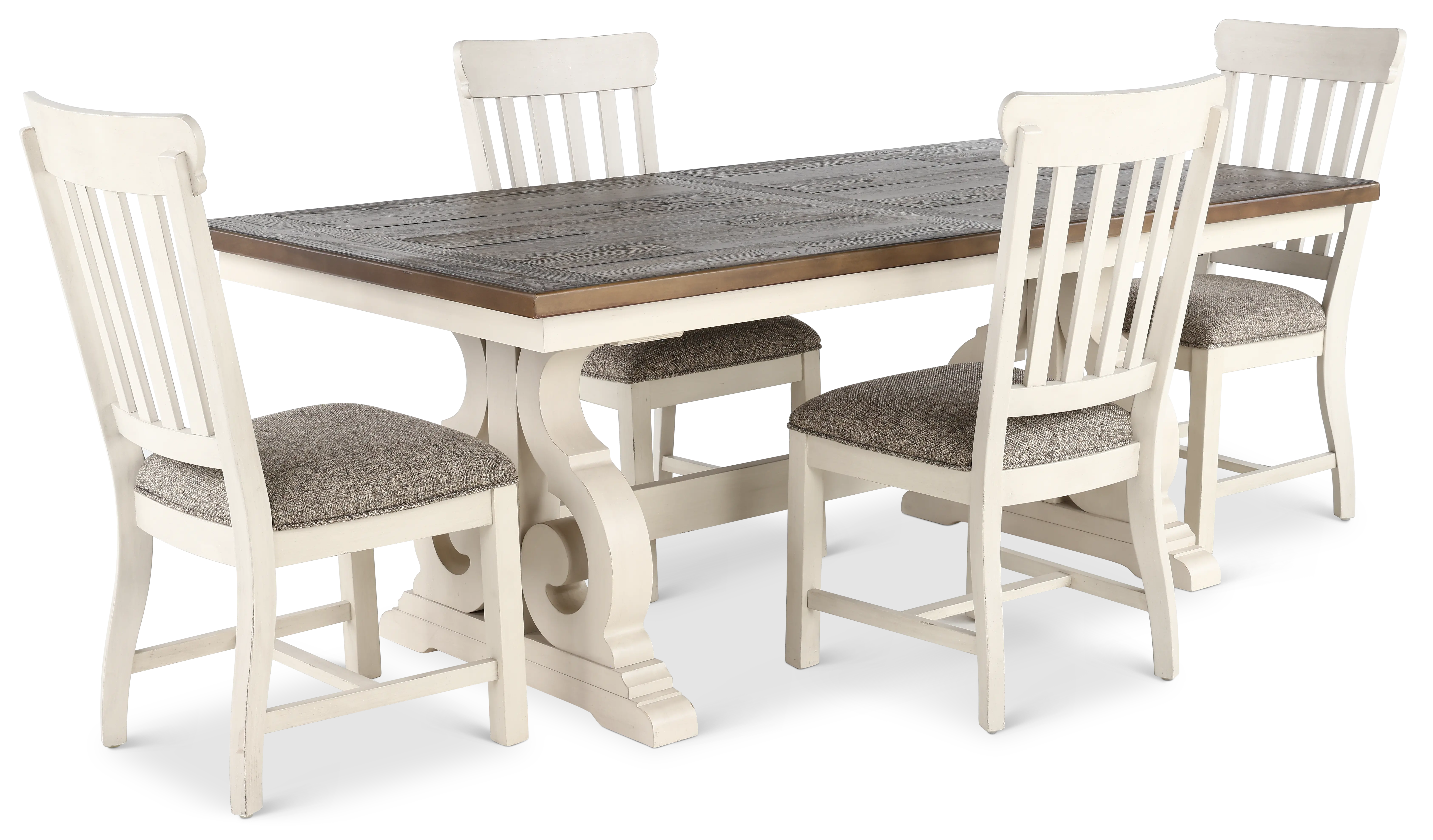 Drake White and Dark Brown Extendable 5-Piece Dining Set-1