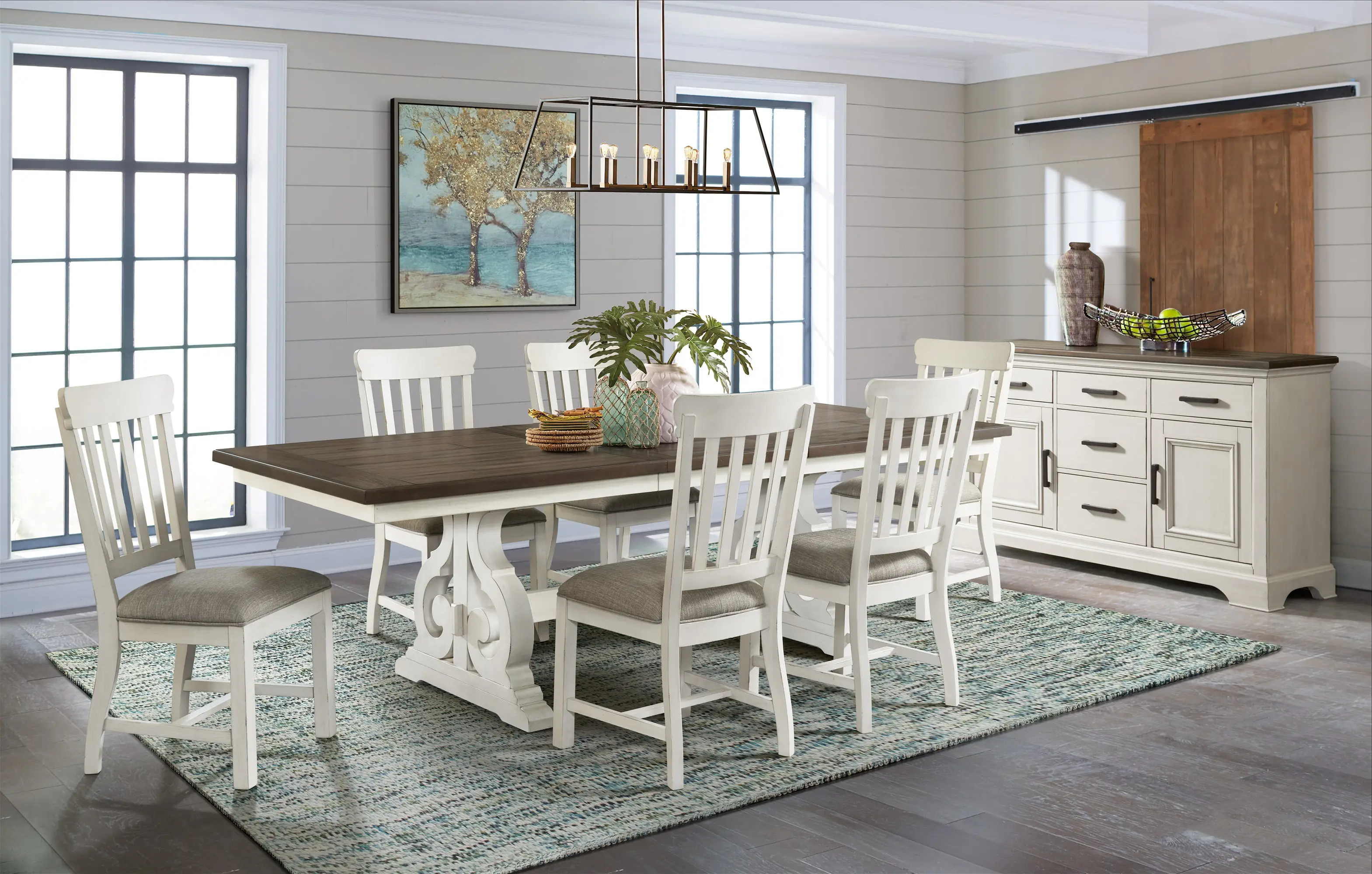 Drake White and Dark Brown Extendable 5-Piece Dining Set-2