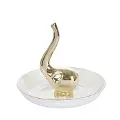 White Gold Ceramic Elephant Ring Holder