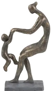 12 Inch Bronze Mother and Child Polyresin Sculpture-1