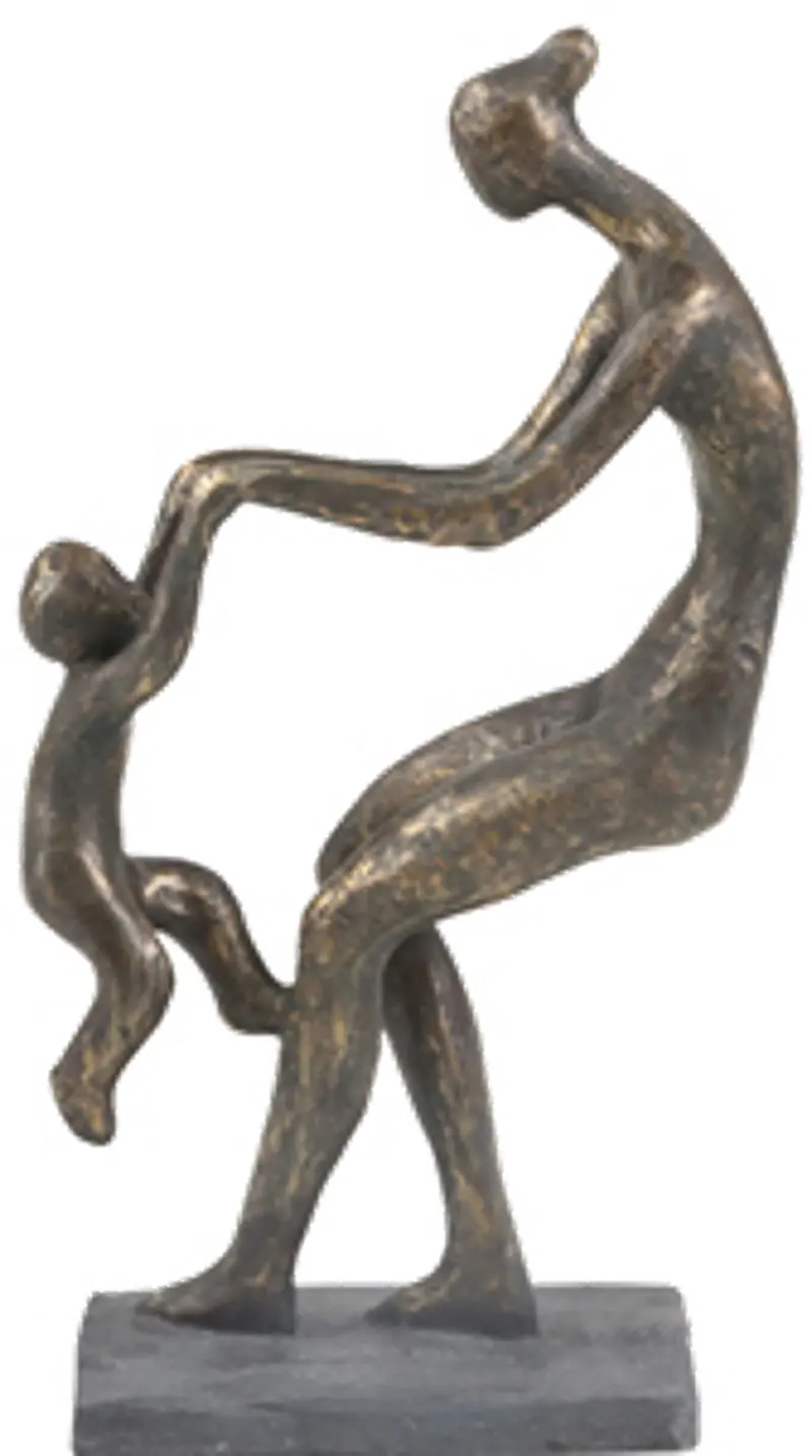 12 Inch Bronze Mother and Child Polyresin Sculpture