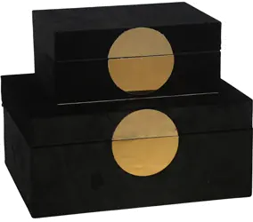 9 Inch Black and Gold Velveteen Jewelry Box-1