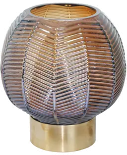 9 Inch Brown and Gold Chevron Patterned Glass Vase-1