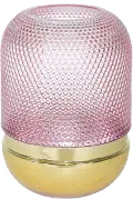 11 Inch Pink and Gold Dotted Glass Vase