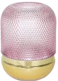 8 Inch Pink and Gold Dotted Glass Vase
