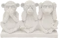 Off White Ceramic Monkey Sculpture on Base