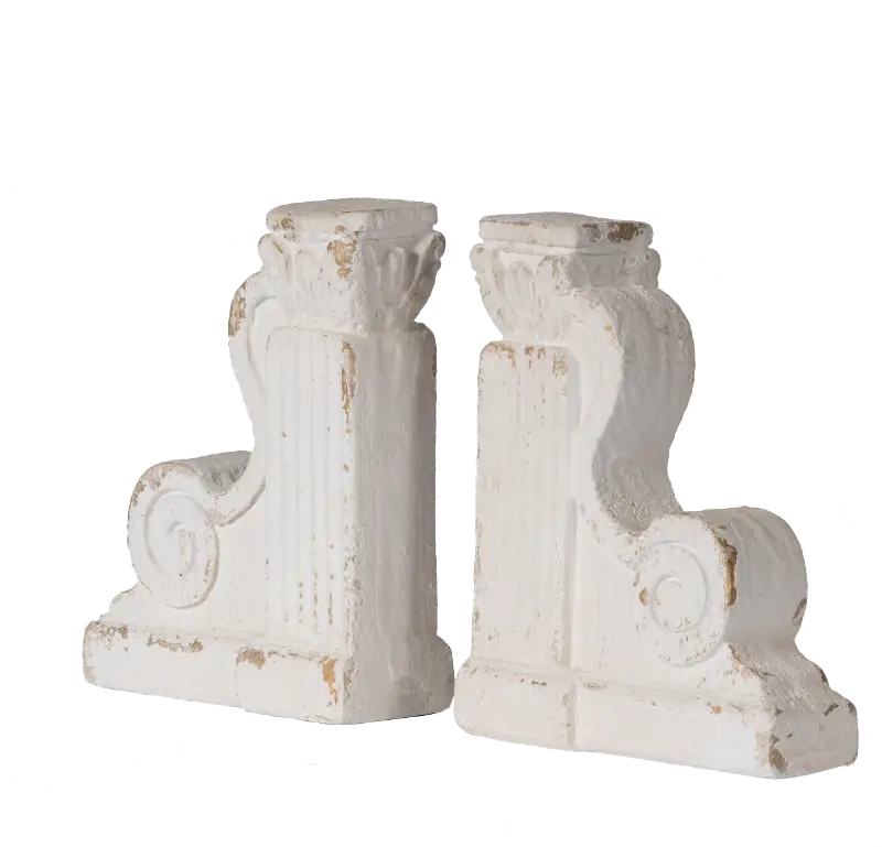 Distressed White Corbel Bookend Pair