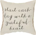 A Grateful Heart Natural Beige Cotton Throw Pillow