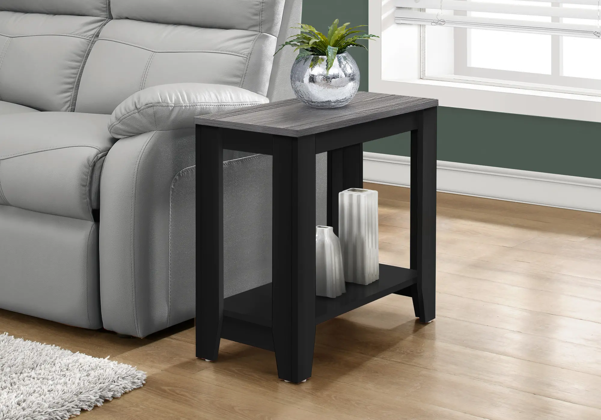 Milford Black Side Table with Gray Top-2