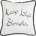 Black and White Keep Life Simple Embroidered Throw Pillow