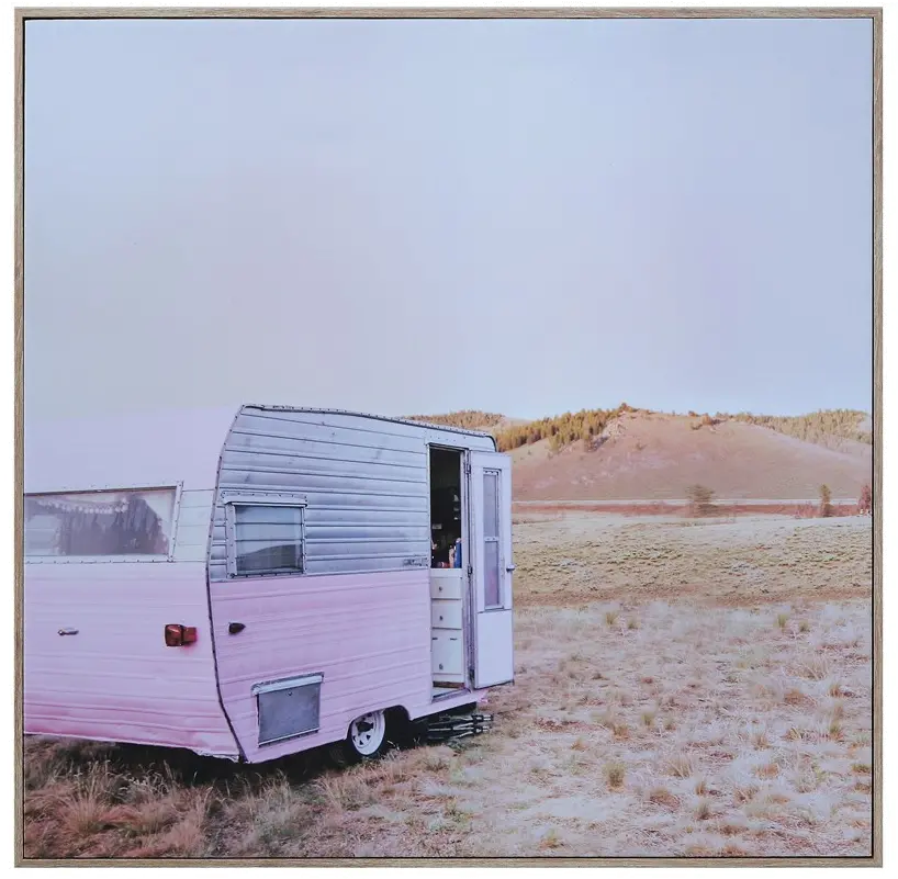 DF1063/PINKCAMPER Pink Camper Canvas Wall Art-1
