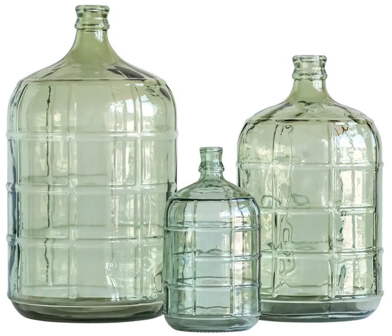 10 Inch Green Vintage Glass Bottle